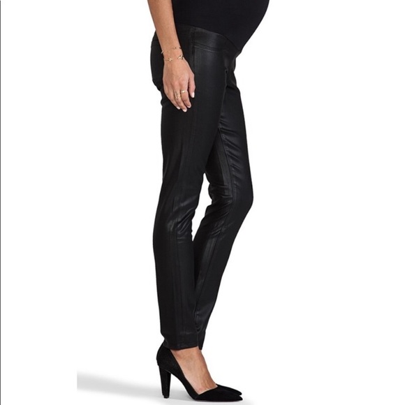 Paige Denim Black Wax Coated Maternity Jeans Sz 30 - Picture 5 of 7
